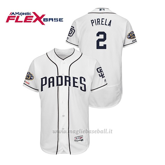 Maglia Baseball Uomo San Diego Padres Jose Pirela 150th Aniversario Patch Flex Base Bianco
